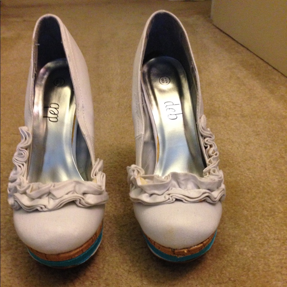 Blue and white pumps